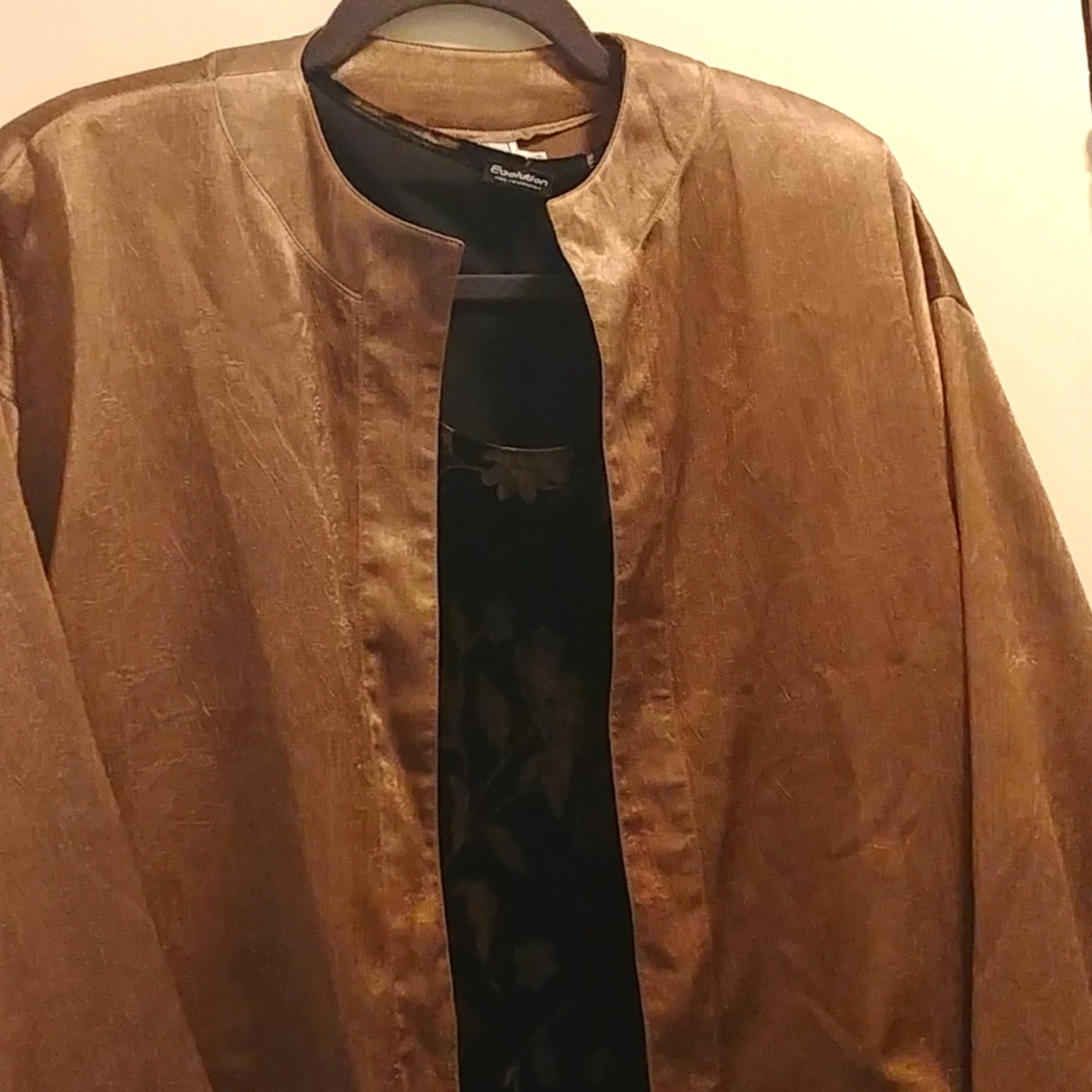 Black Velvet gold print dress/jacket